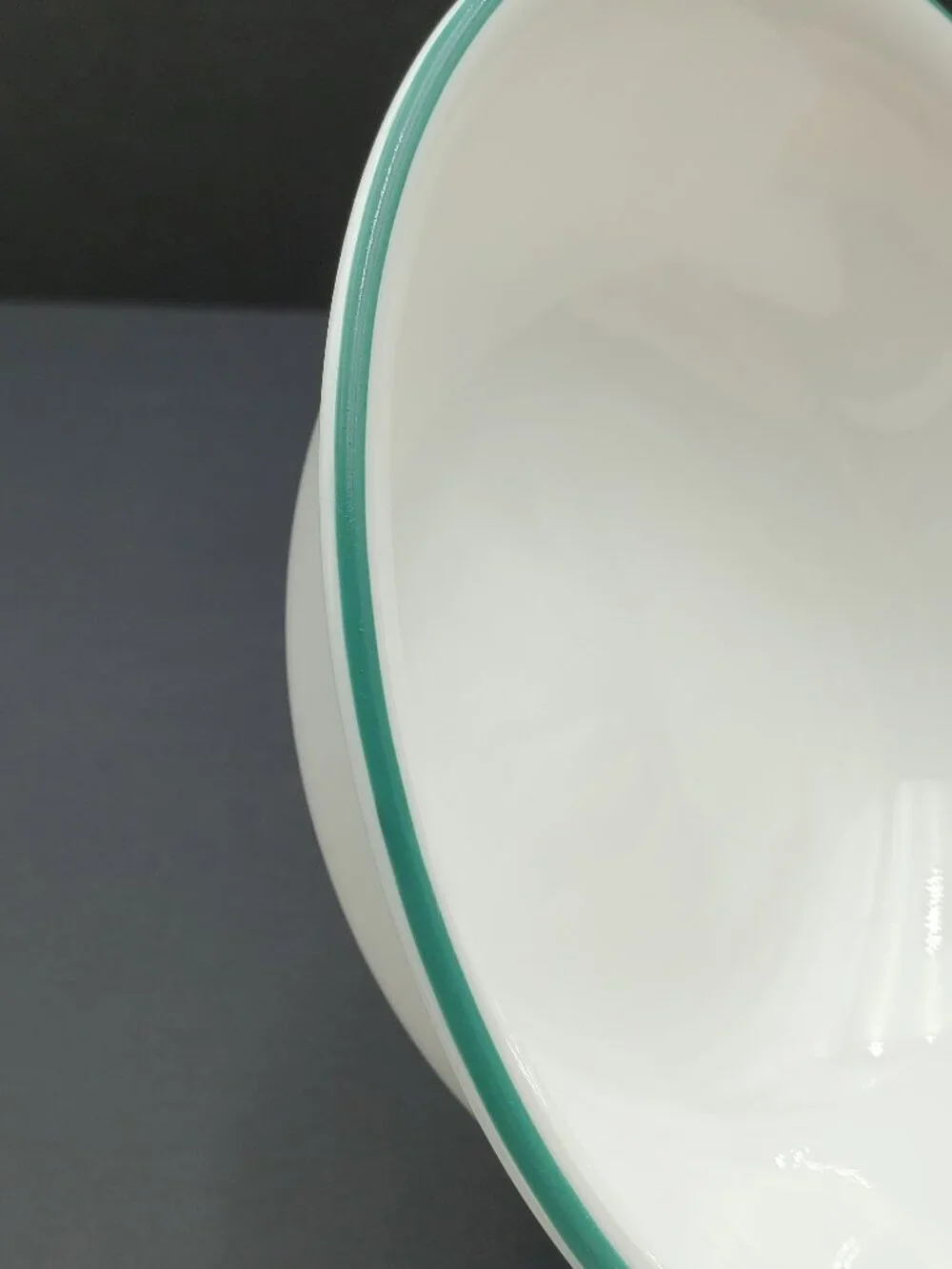 Corelle Penelope Soup Bowls Corning White Cereal Bowls with Dark Green Edge